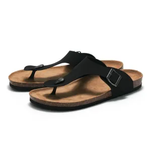 Men’s and Women’s Cork Flip Flops for Summer in Blue, Black, and Camel