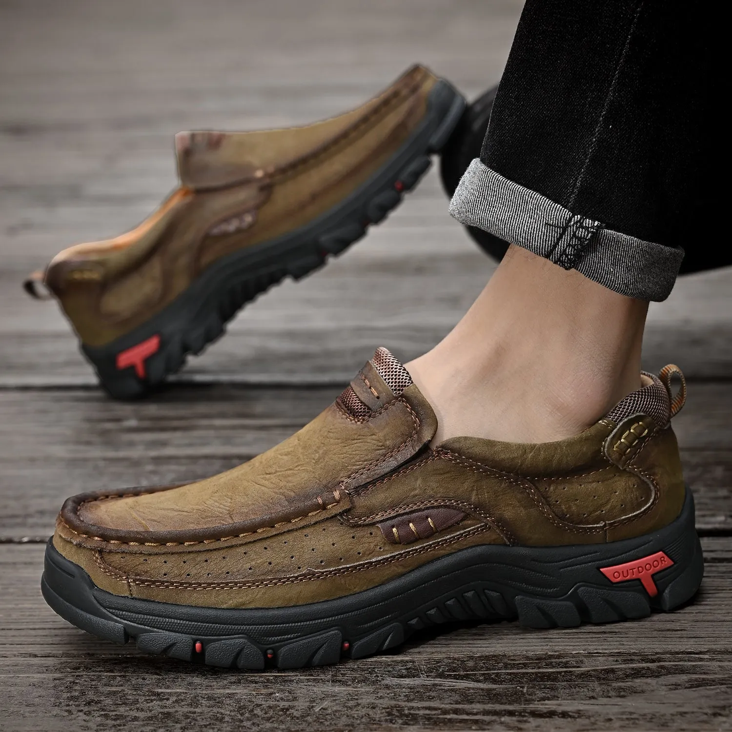 Men's Leather Anti-Slip Lightweight Outdoor Boots