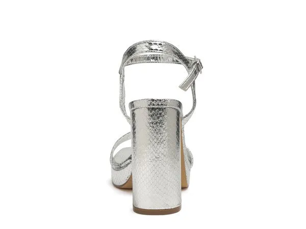 Merengue Metallic High Block Heel Sandal