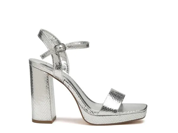 Merengue Metallic High Block Heel Sandal