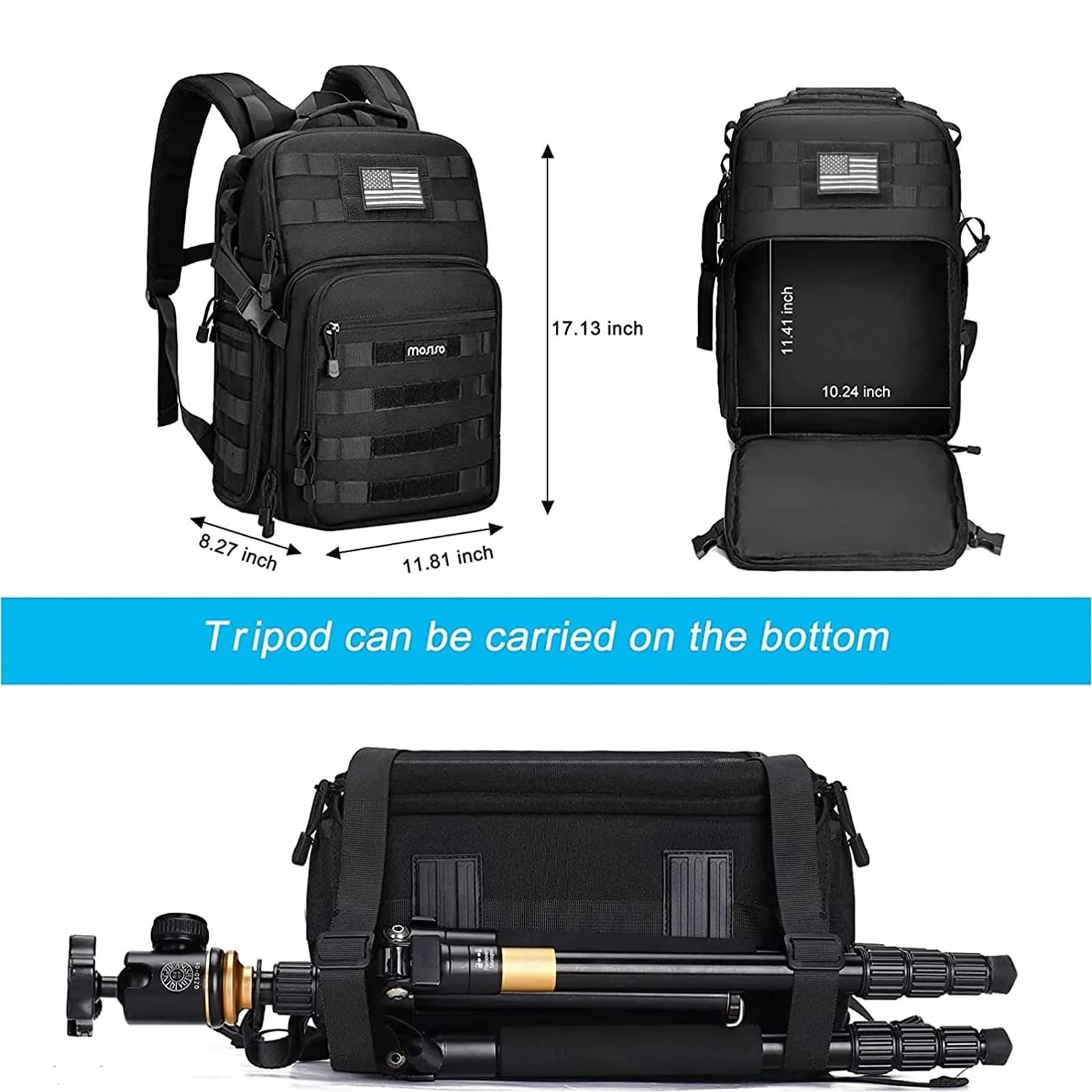 MOSISO Camera Backpack, DSLR/SLR/Mirrorless Tactical Camera Bag with Laptop Compartment Compatible Canon/Nikon/Sony