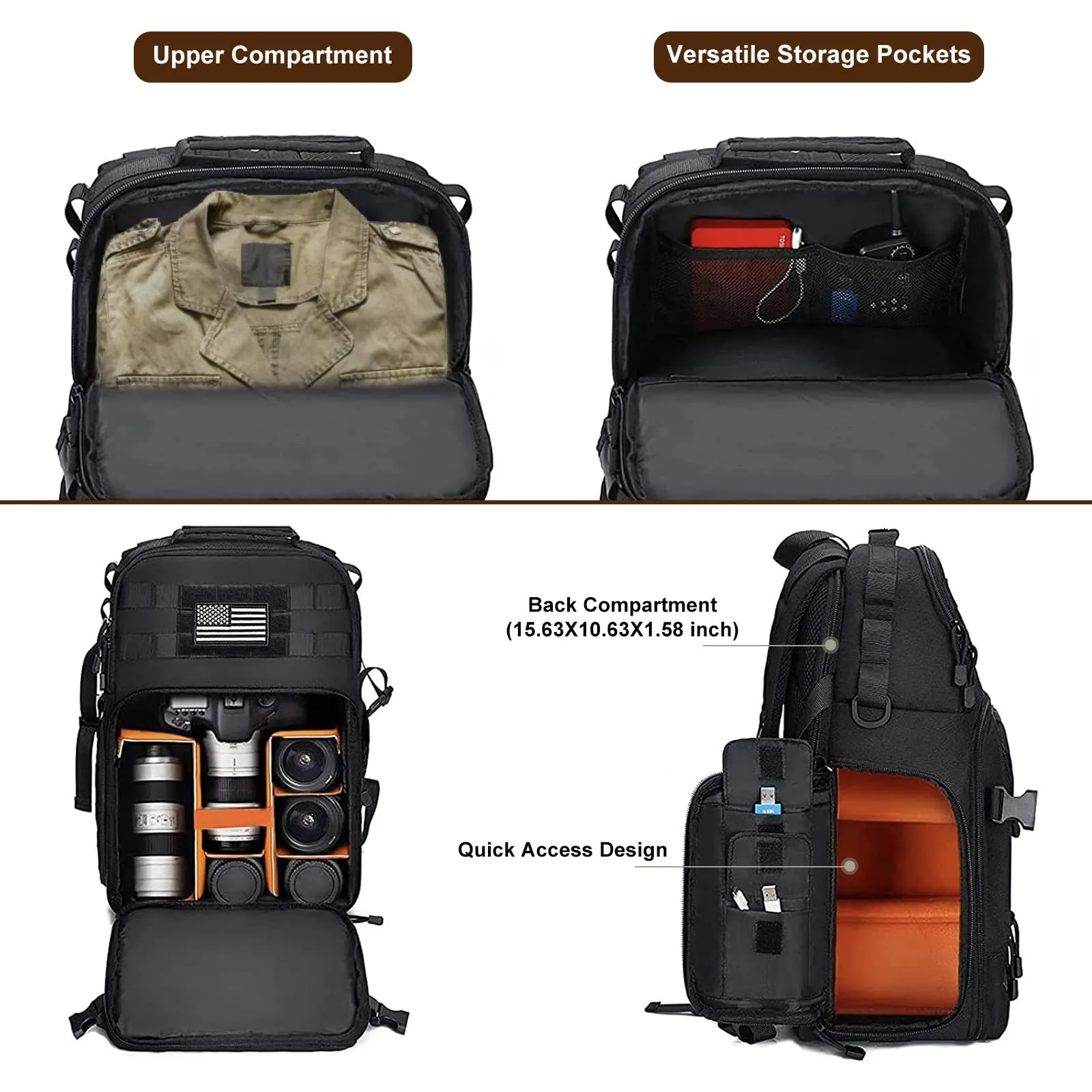 MOSISO Camera Backpack, DSLR/SLR/Mirrorless Tactical Camera Bag with Laptop Compartment Compatible Canon/Nikon/Sony