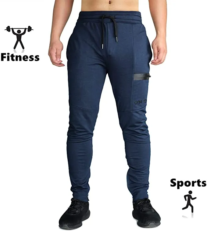 New BROKIG Mens Sidelock Gym Joggers Sweatpants Athletic Workout Track Pants, Navy! Sz 2X!