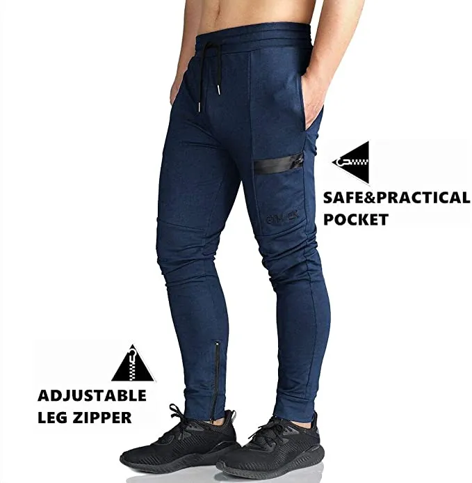 New BROKIG Mens Sidelock Gym Joggers Sweatpants Athletic Workout Track Pants, Navy! Sz 2X!