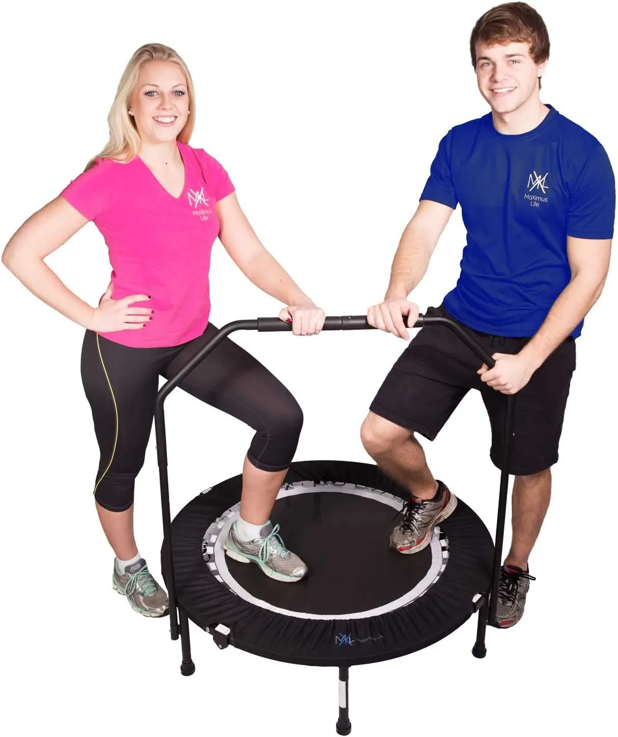 New Maximus PRO Folding Rebounder | Voted #1 Indoor Exercise Mini Trampoline for Adults with Bar | Best Home Gym for Fitness & Lose Weight| Free Storage Bag, Resistance Bands, Online & DVD Workouts! Retails $255 