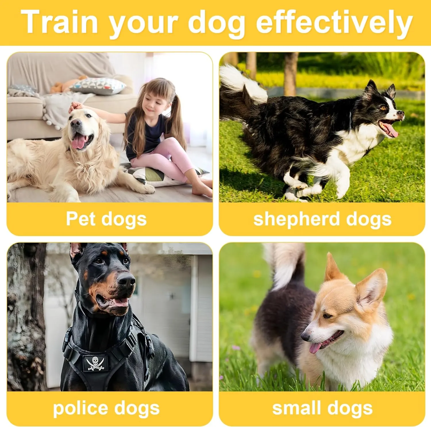 NEW Mein HERZ Handheld Dog Repellent Trainer, Anti Barking Device, LED Ultrasonic Dog Repeller and Trainer Device 3 in 1 Anti Barking Stop Bark Handheld Dog Training Device, with LED Flashlight