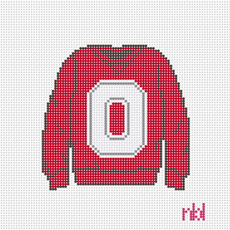 Ohio State Sweatshirt Needlepoint Canvas Gray or Red