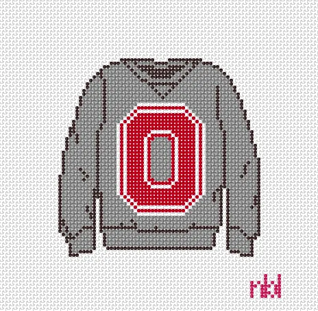 Ohio State Sweatshirt Needlepoint Canvas Gray or Red
