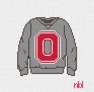 Ohio State Sweatshirt Needlepoint Canvas Gray or Red