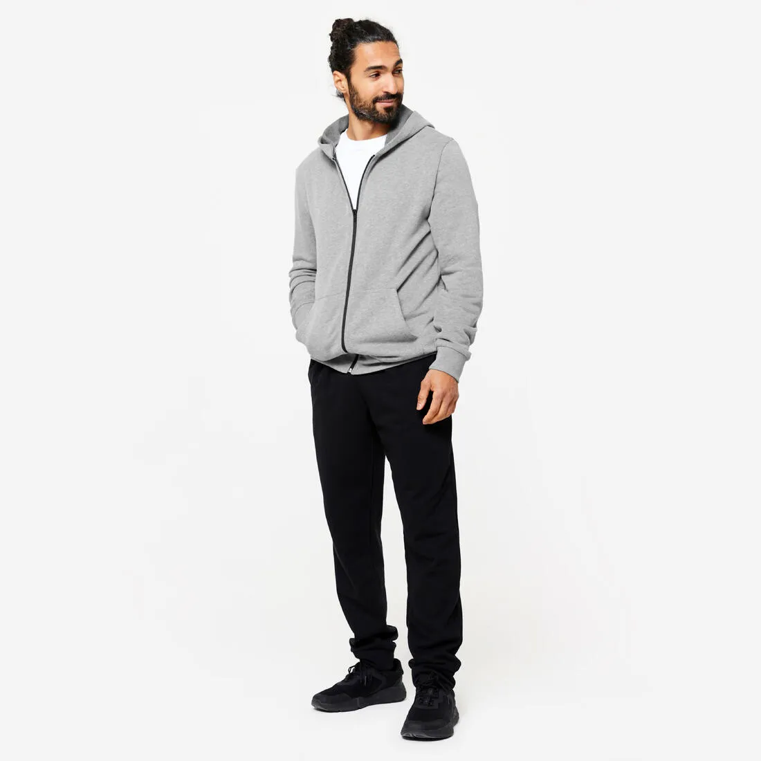 Pantalon jogging chaud fitness homme - 100 noir