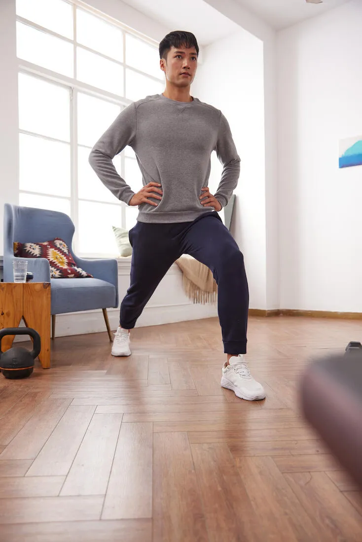 Pantalon jogging chaud fitness homme - 100 noir