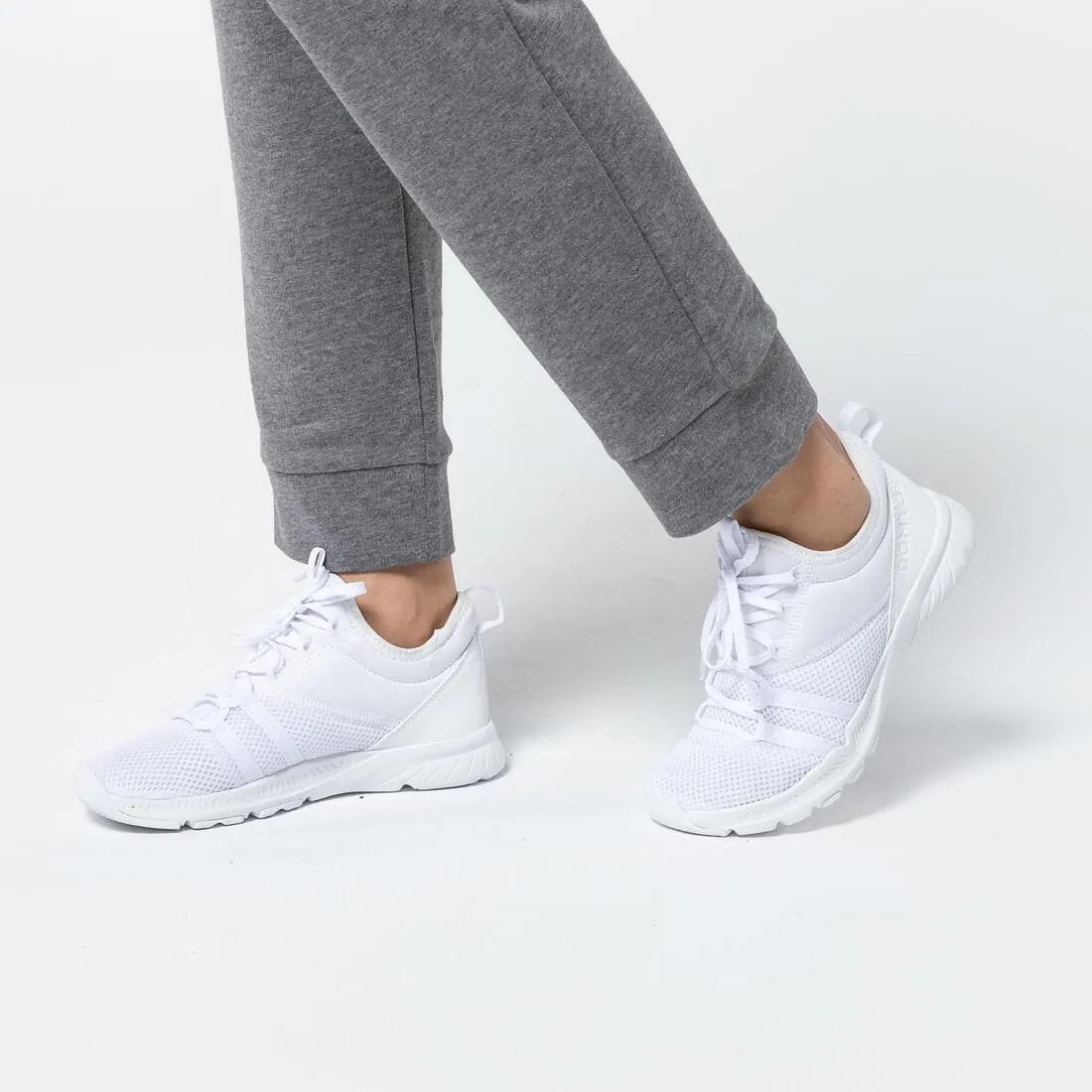 Pantalon jogging fitness femme coton coupe droite avec poche - 500 noir
