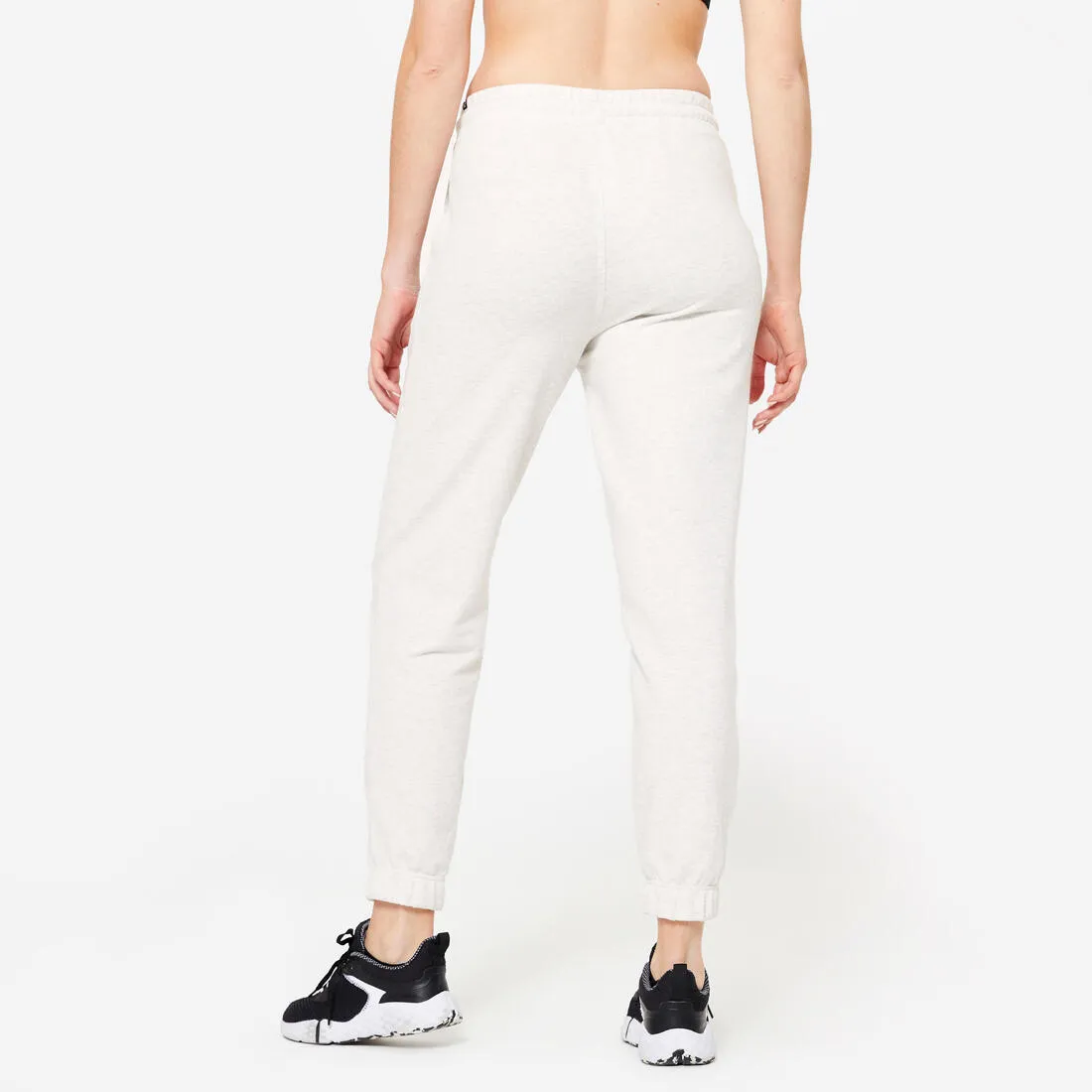 Pantalon regular fitness femme - 500 essentials blanc chiné