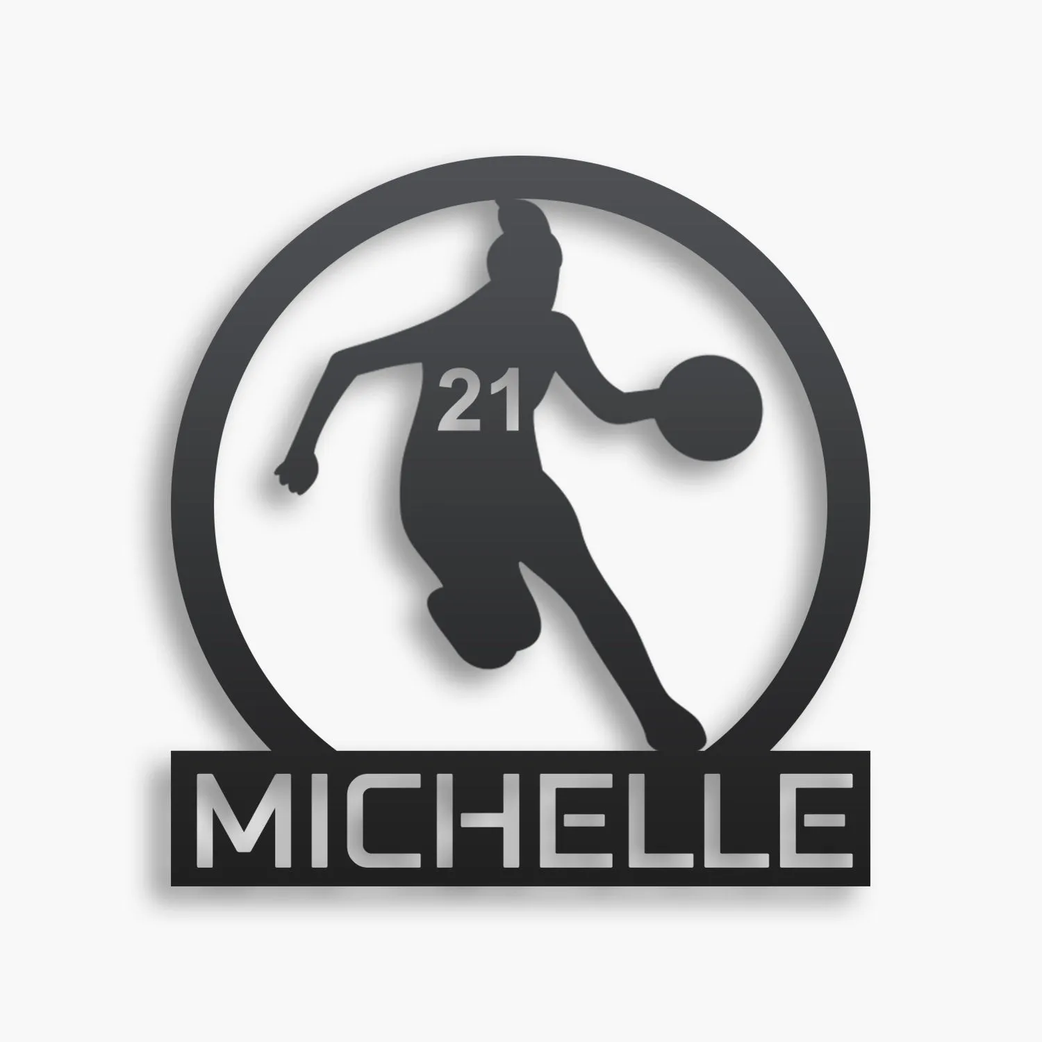 Personalized Round Basketball Metal Wall Art - Custom Name Sports Decor