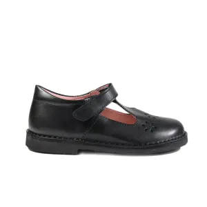 Petasil School Shoes, Clara Black Leather