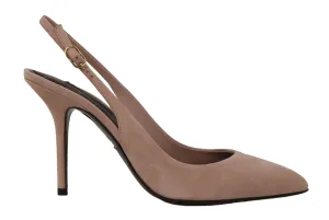 Pink Suede Leather Slingbacks