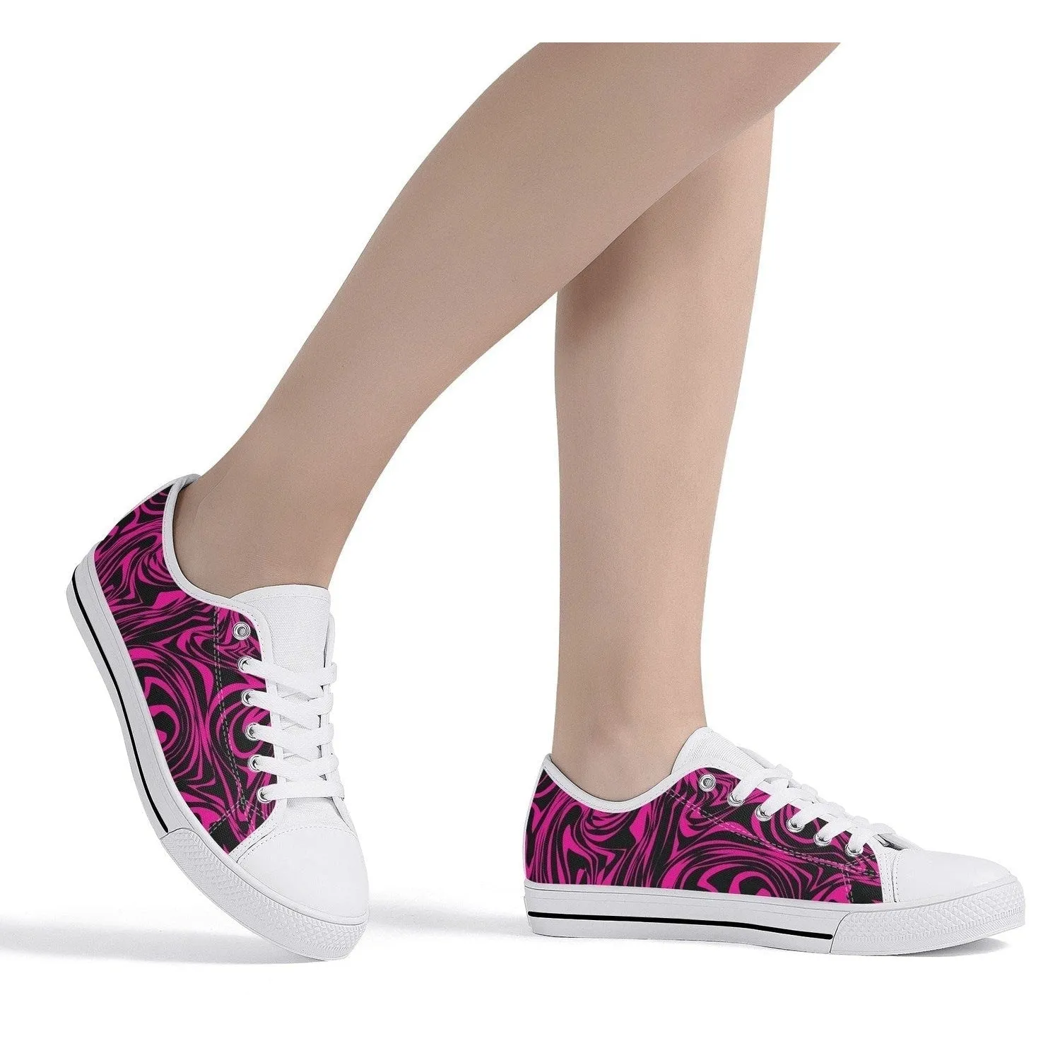 Pink Zebra Womens  Low Top Canvas Shoes