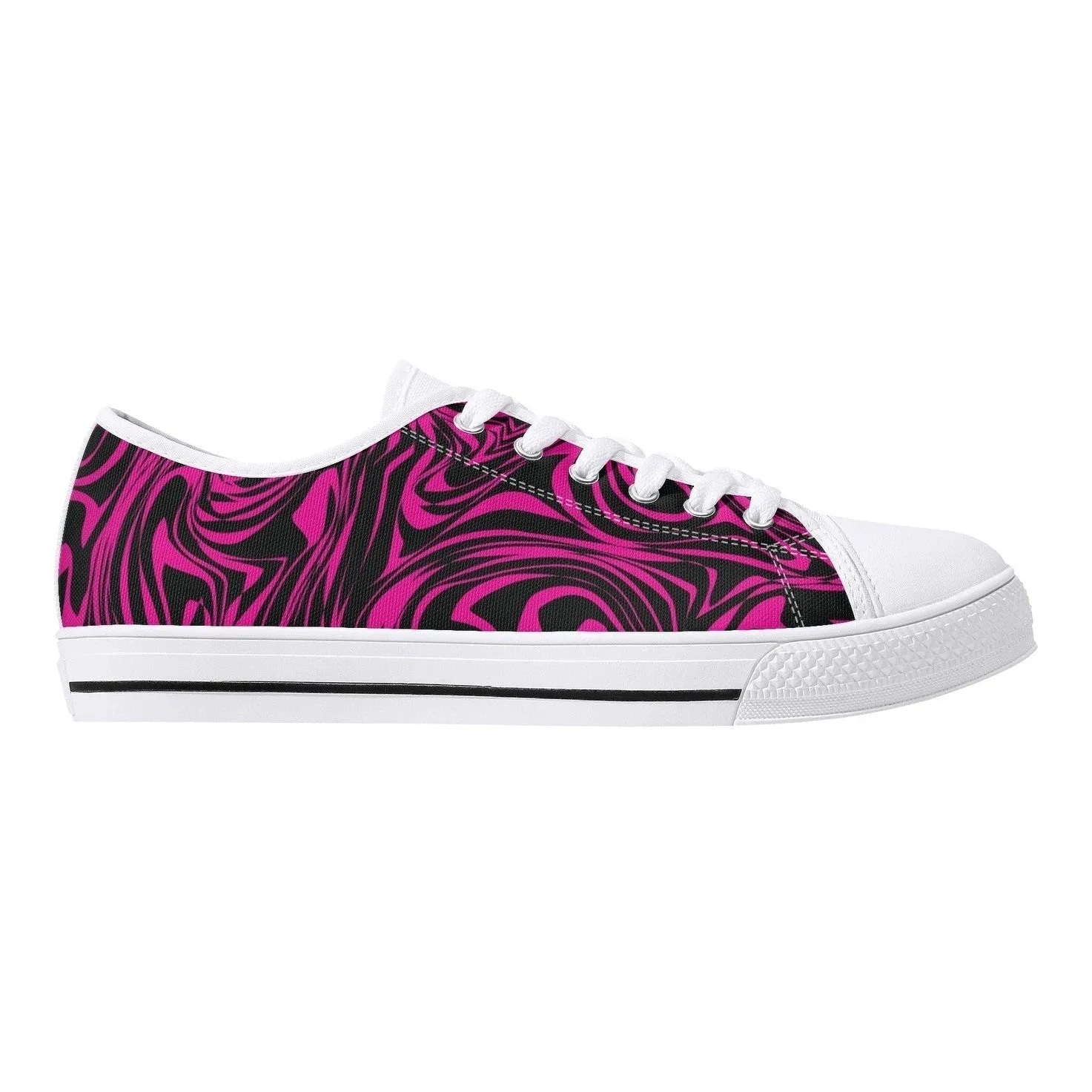 Pink Zebra Womens  Low Top Canvas Shoes