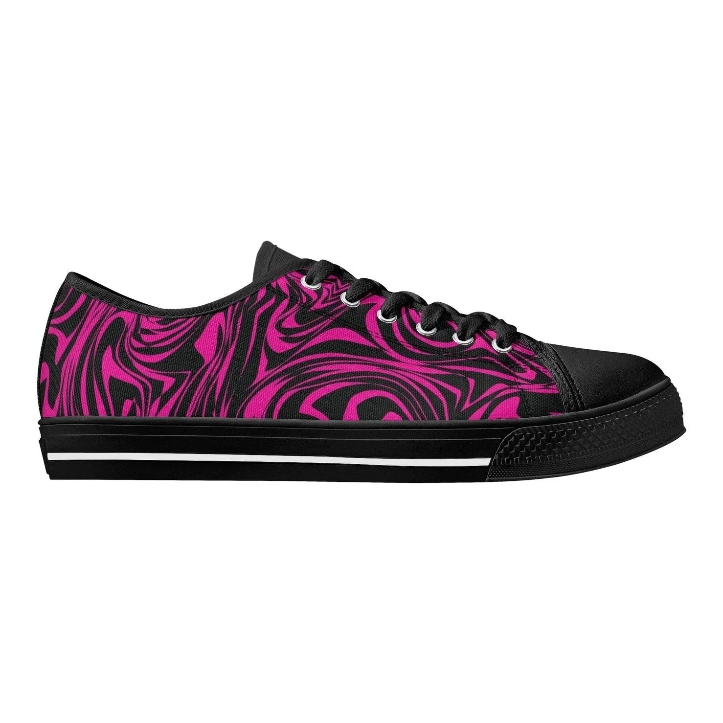 Pink Zebra Womens  Low Top Canvas Shoes