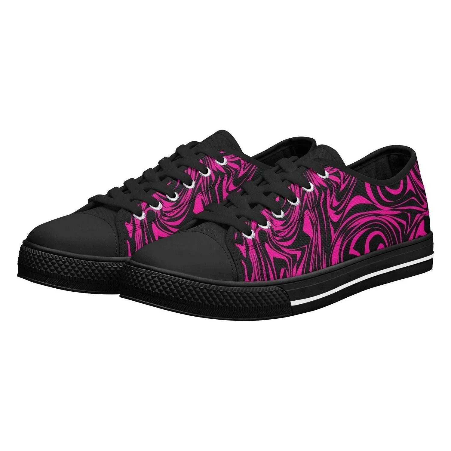 Pink Zebra Womens  Low Top Canvas Shoes