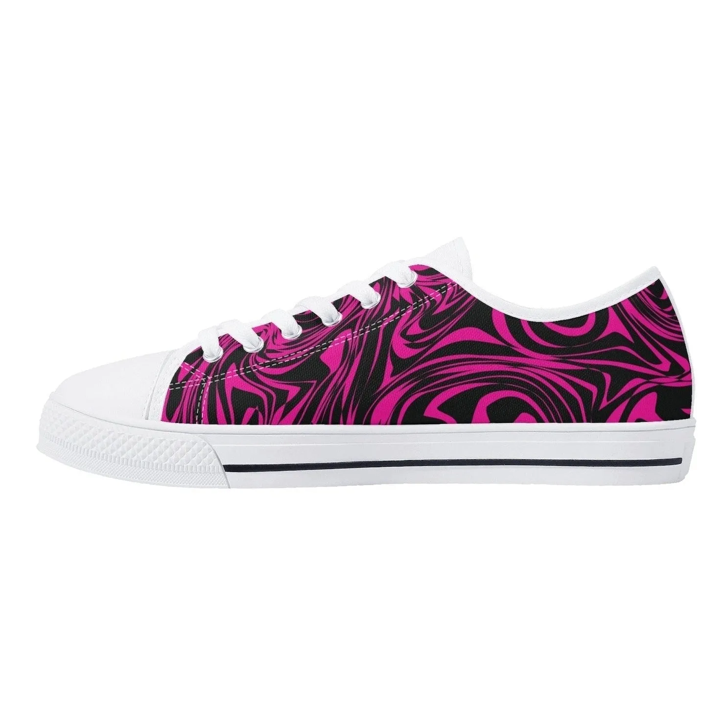 Pink Zebra Womens  Low Top Canvas Shoes