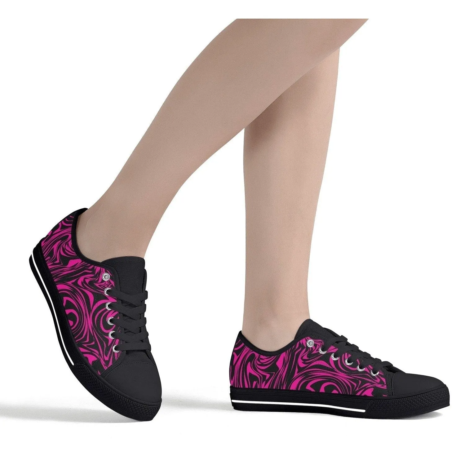 Pink Zebra Womens  Low Top Canvas Shoes