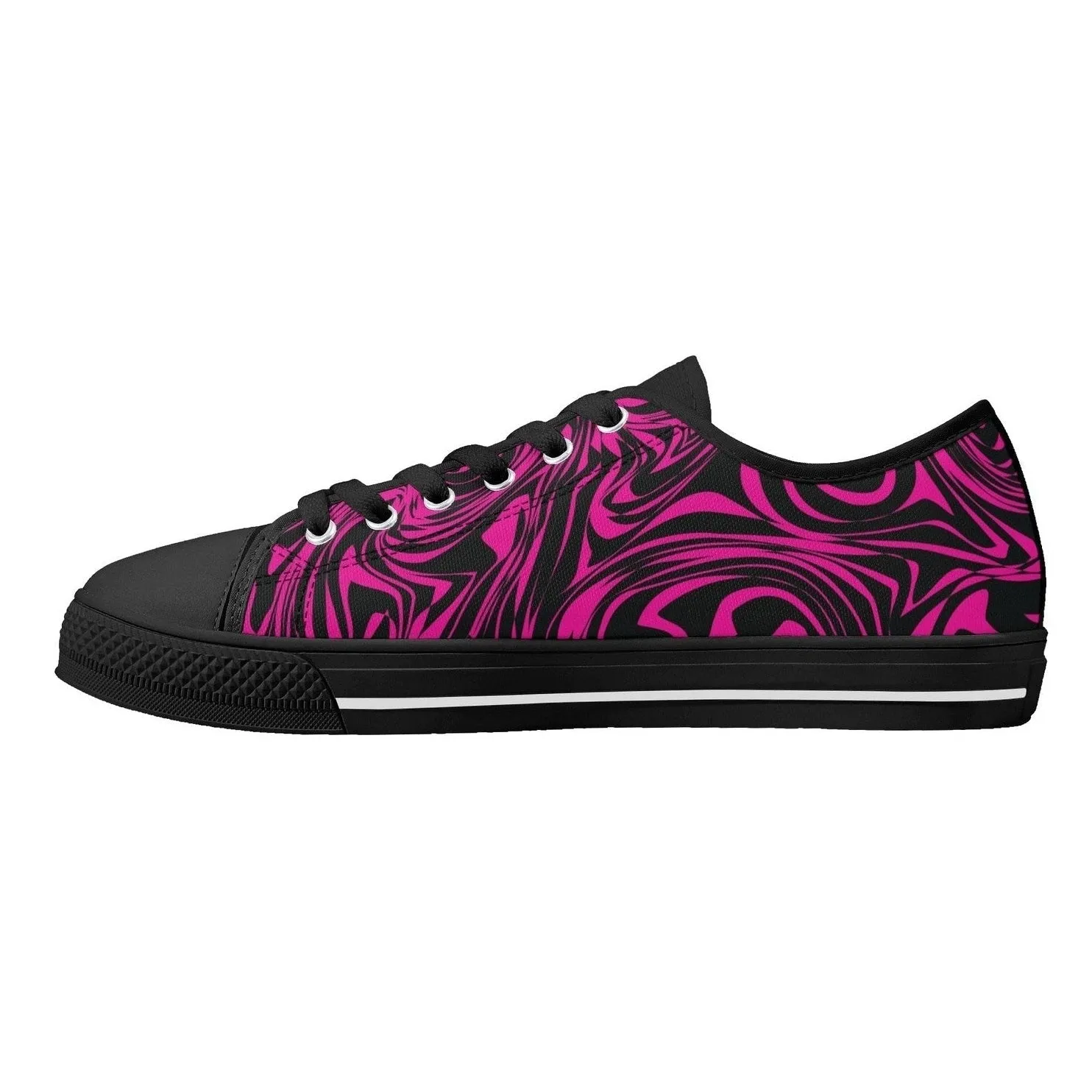 Pink Zebra Womens  Low Top Canvas Shoes