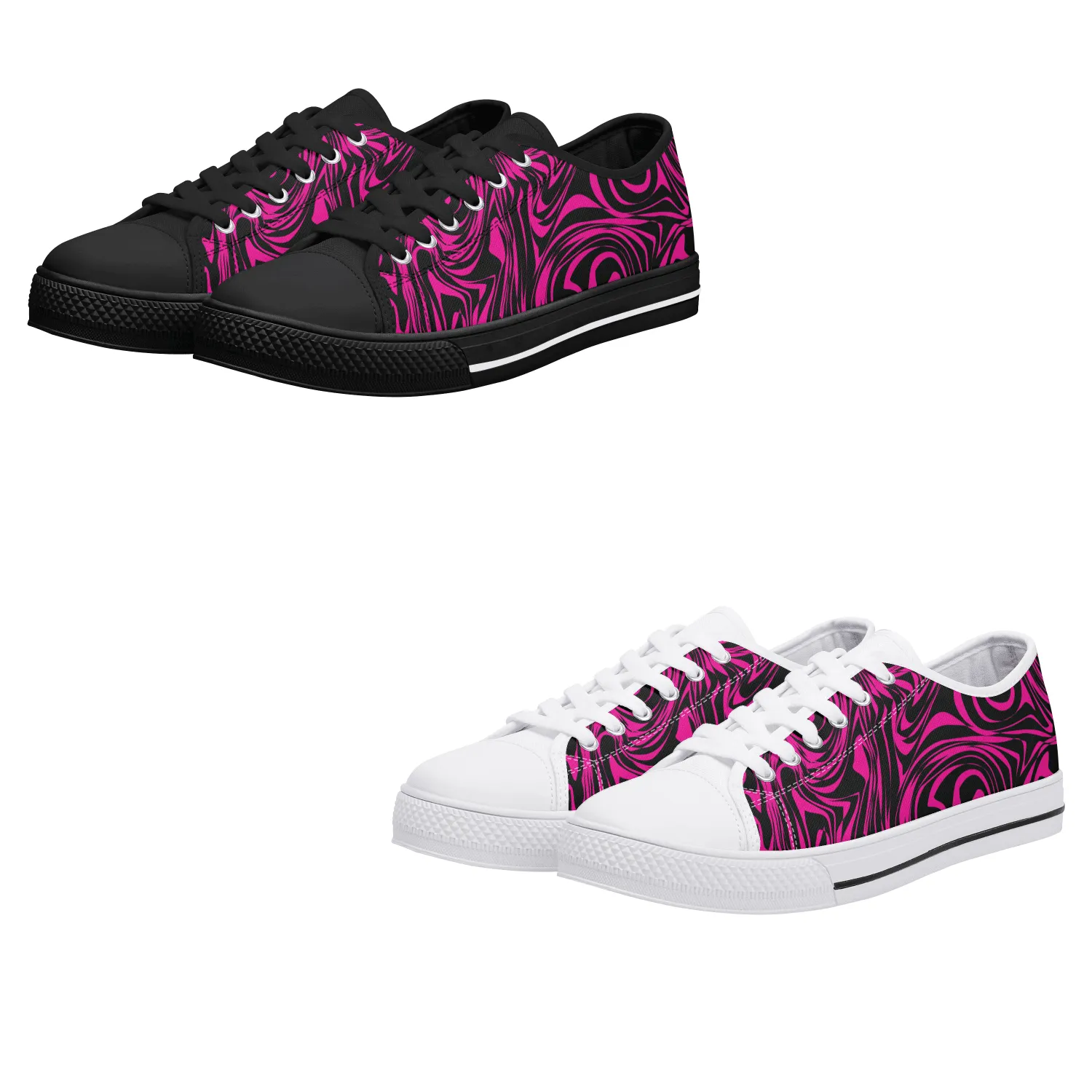 Pink Zebra Womens  Low Top Canvas Shoes