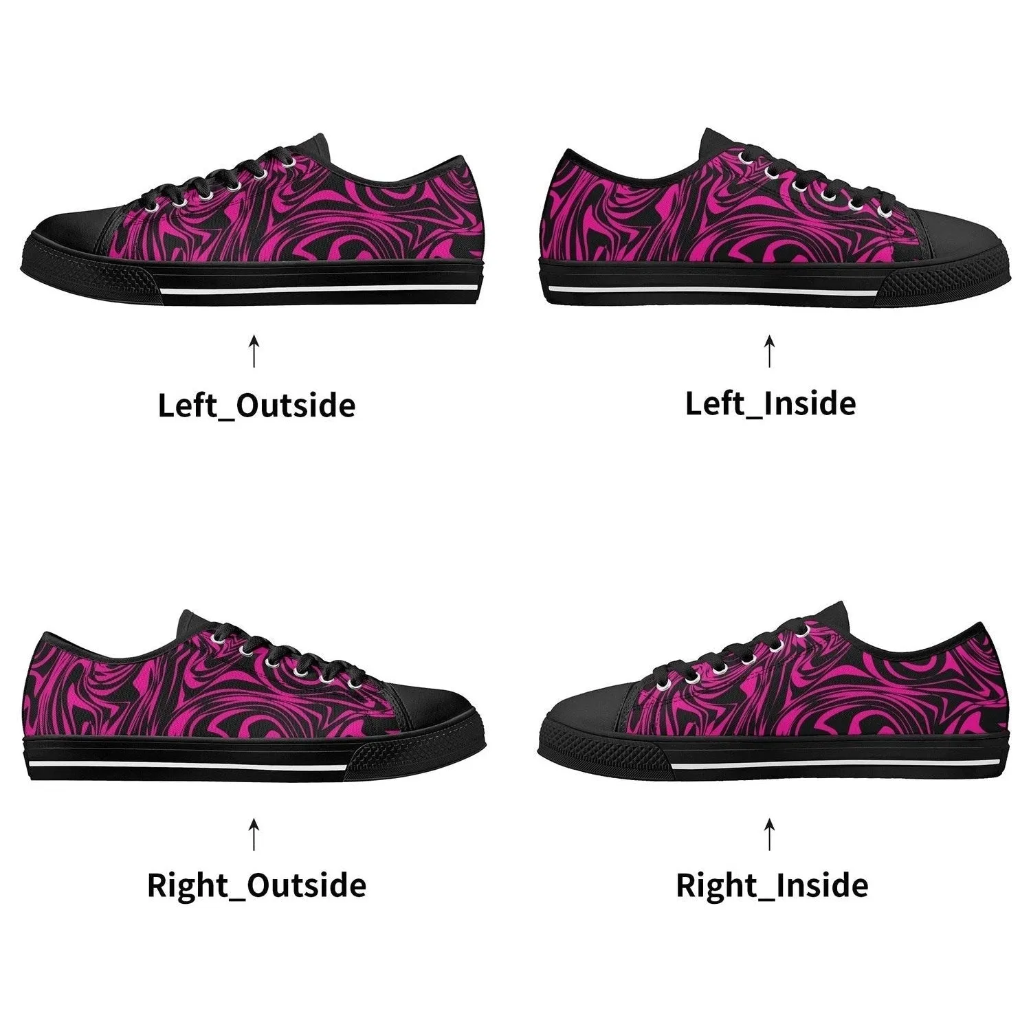 Pink Zebra Womens  Low Top Canvas Shoes