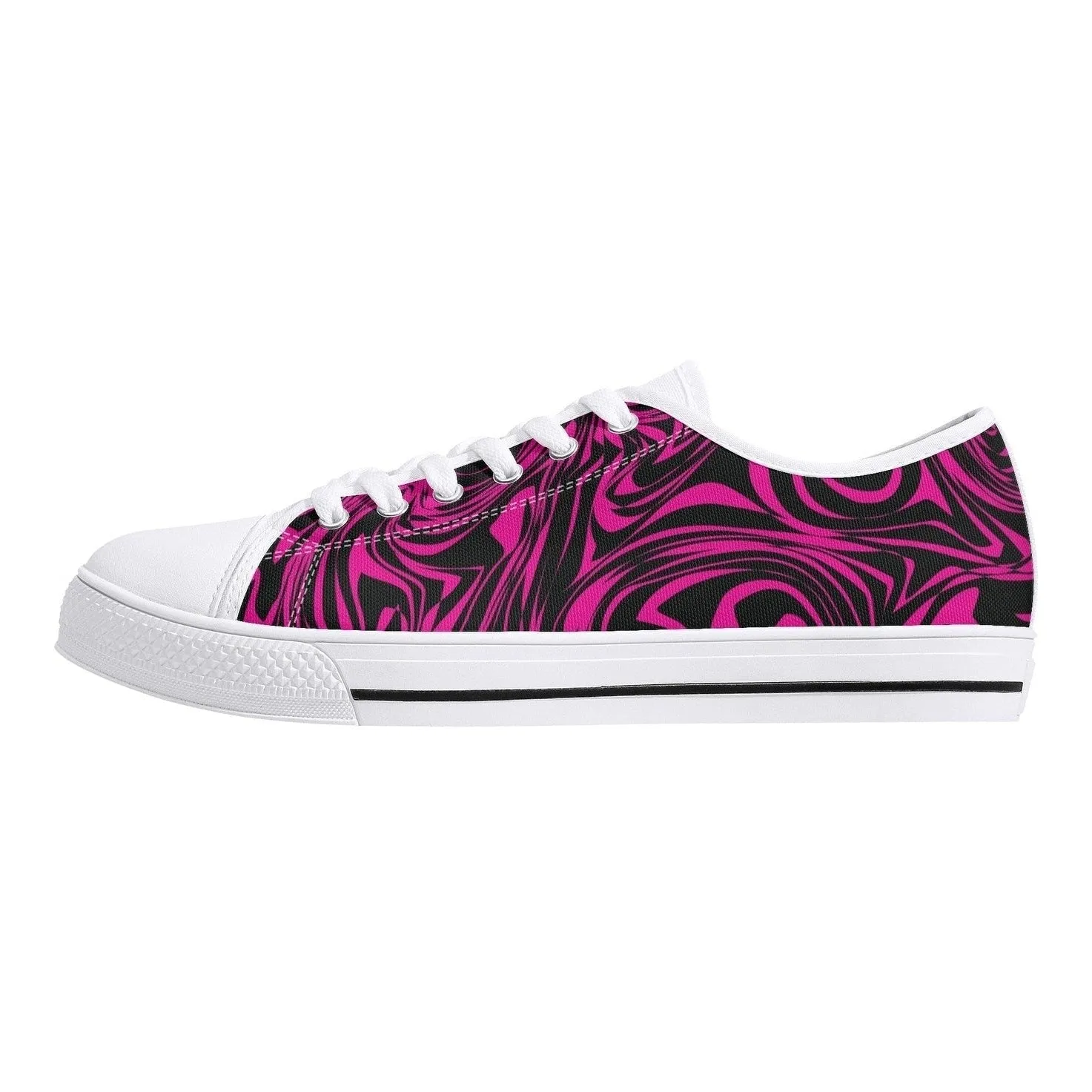 Pink Zebra Womens  Low Top Canvas Shoes