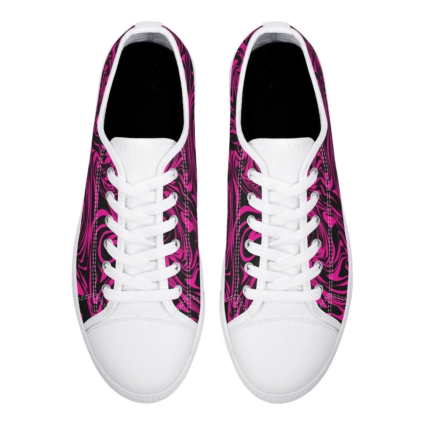 Pink Zebra Womens  Low Top Canvas Shoes
