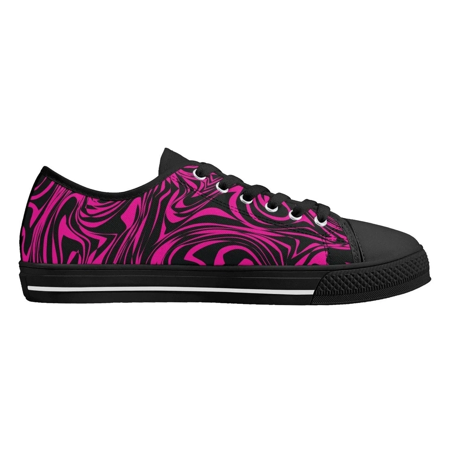 Pink Zebra Womens  Low Top Canvas Shoes