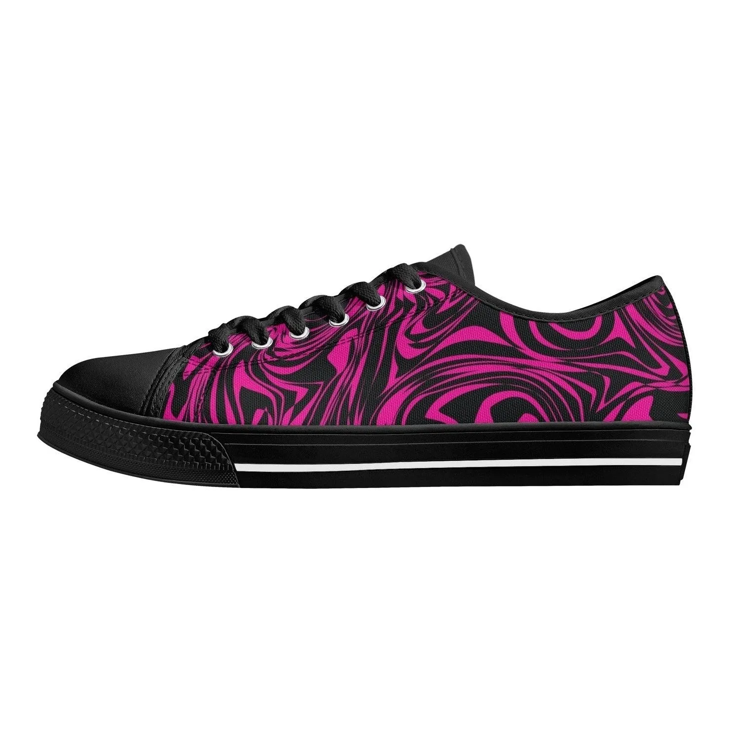 Pink Zebra Womens  Low Top Canvas Shoes