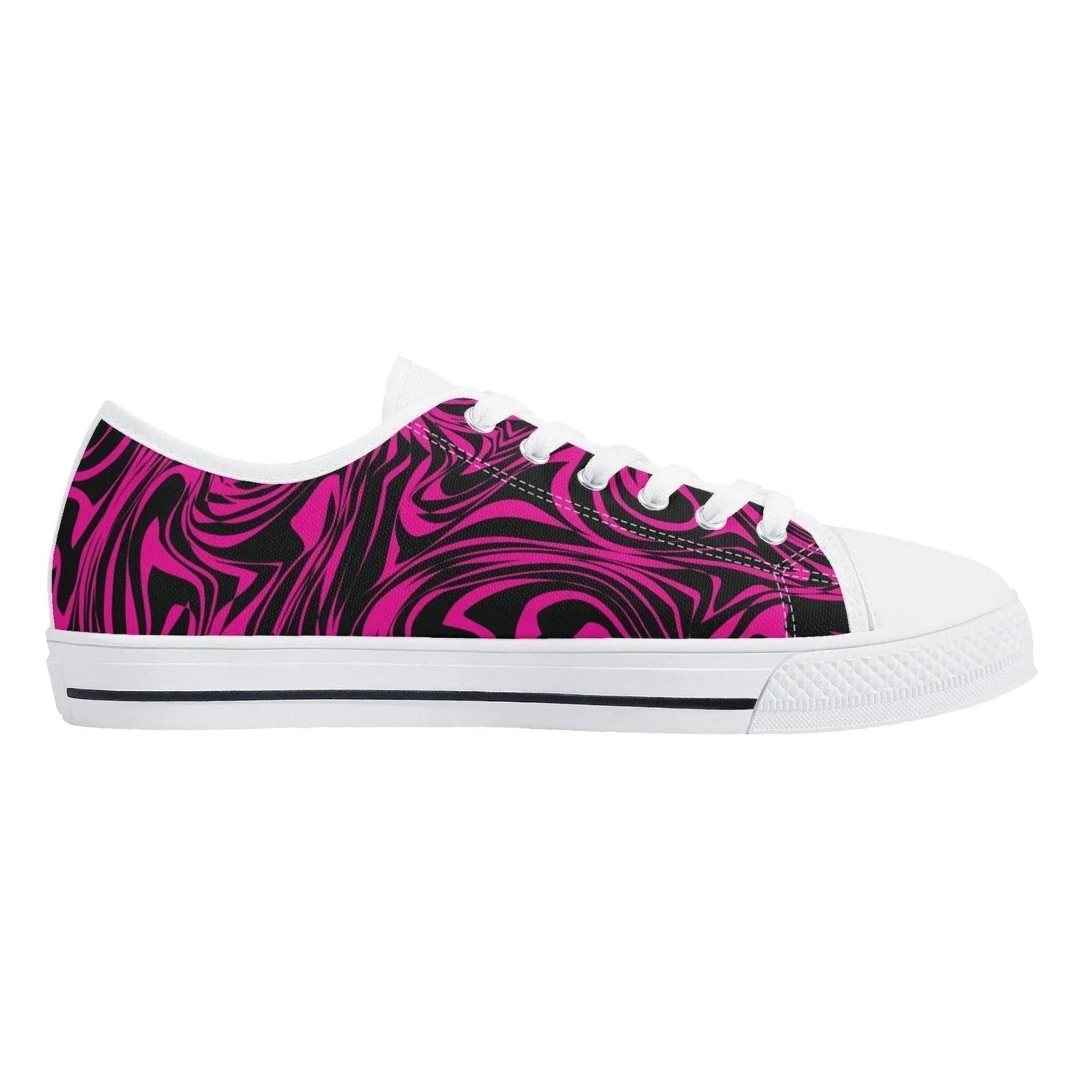 Pink Zebra Womens  Low Top Canvas Shoes