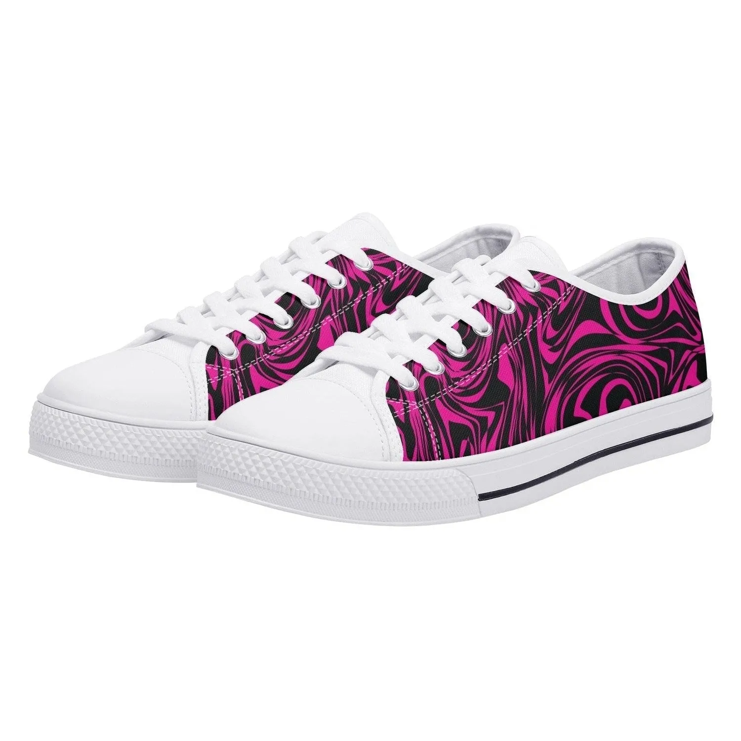 Pink Zebra Womens  Low Top Canvas Shoes