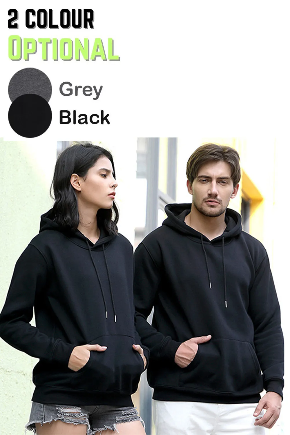 Plain Polycotton Pullover Hoodie
