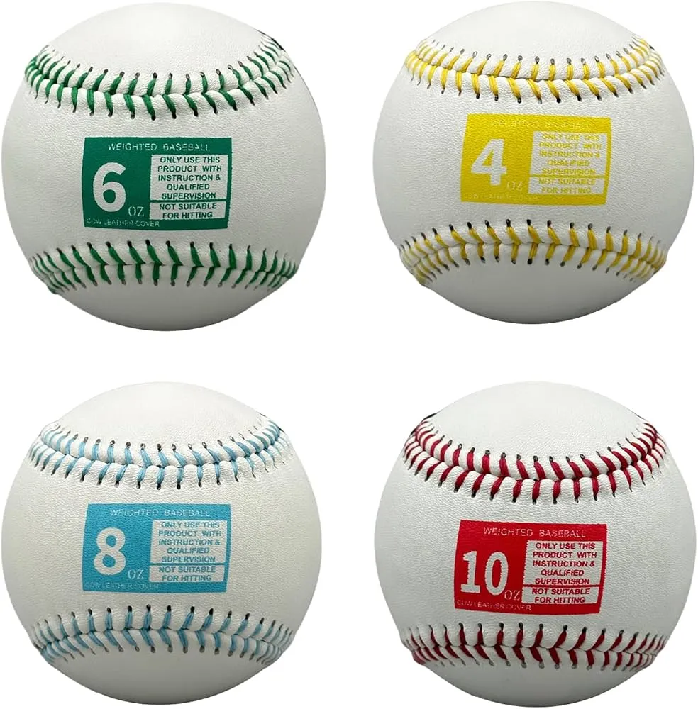 Play 9 Baseball Leather Weighted Baseball Training (Set of 4)