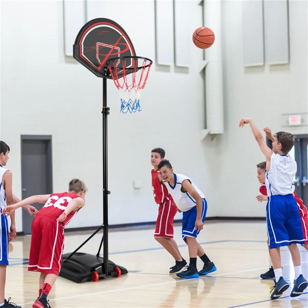 Portable Basketball Hoop Stand with Wheels and 2 Nets Black