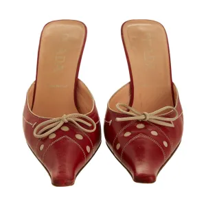 Prada Red Stitched Kitten Heels