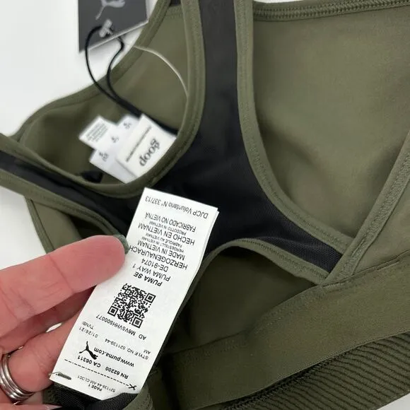 Puma x Goop Ellavate Olive Green NWT High Support S Sports Bra‎ Athletic Workout