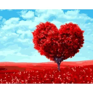 Red Heart Tree - Canvastly DIY Paint By Numbers