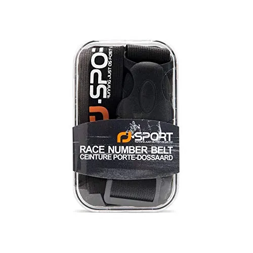 RJ-Sport Race Number Belt - Triathlon Race Belt BIB Holder with 6 Energy Gel Loops for Triathalon, Marathon, Running and Cycling