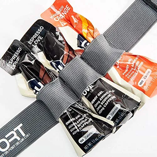 RJ-Sport Race Number Belt - Triathlon Race Belt BIB Holder with 6 Energy Gel Loops for Triathalon, Marathon, Running and Cycling