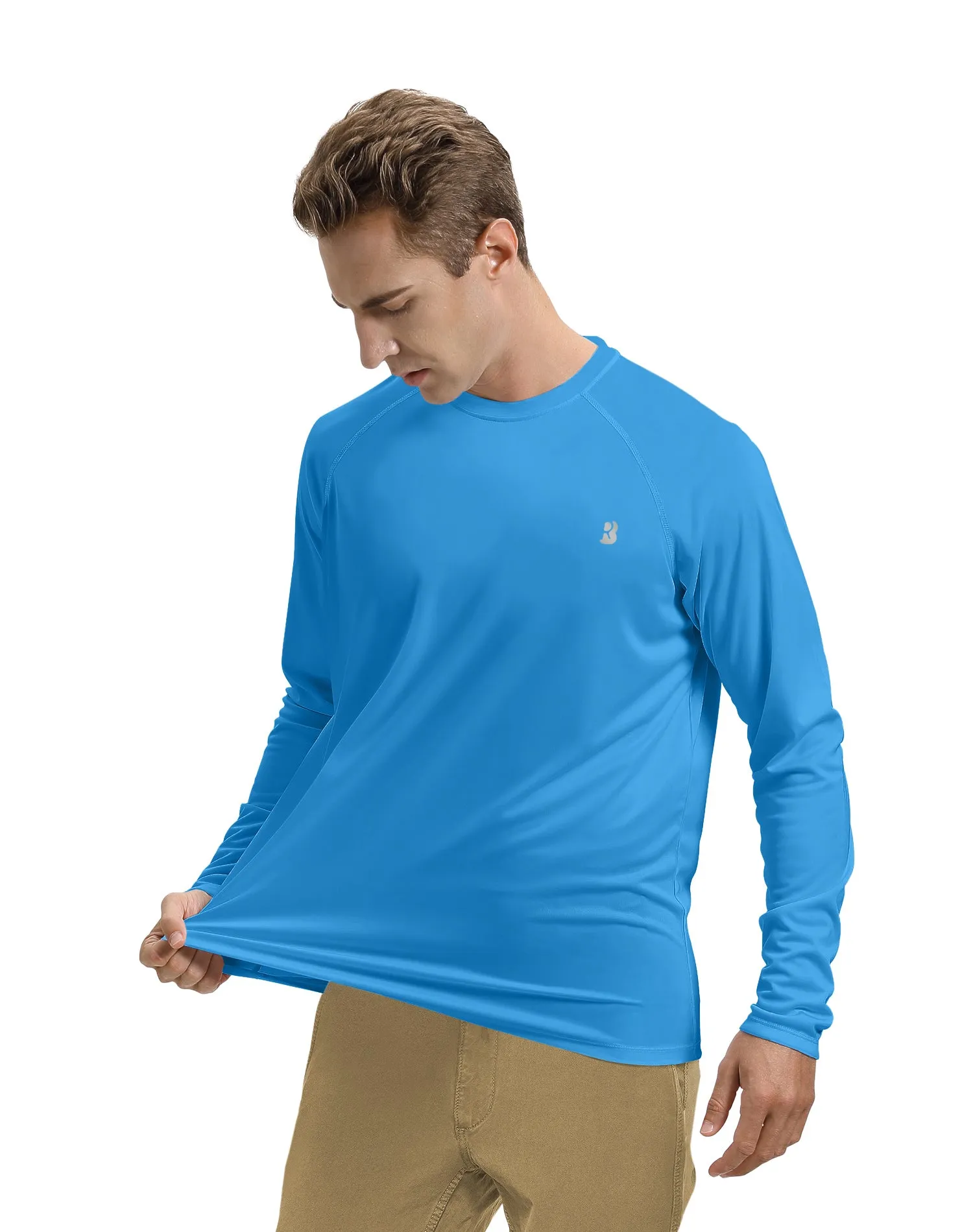 Roadbox Men's 2 Pack UV Sun Protection SPF UPF 50  Long Sleeve Quick Dry Fishing Shirts Outdoor Rash Guard for Running Hiking Swimming