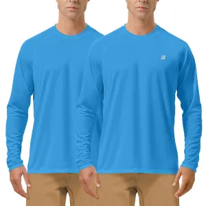 Roadbox Men's 2 Pack UV Sun Protection SPF UPF 50  Long Sleeve Quick Dry Fishing Shirts Outdoor Rash Guard for Running Hiking Swimming