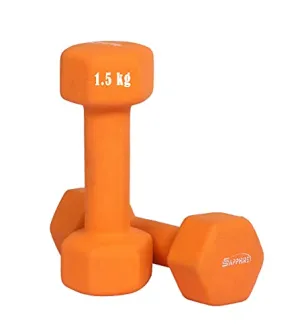 SAPPHIRE Neoprene Coated Dumbbells 1.5 kg for Gym/ home PACK OF 2/Integrated Grippy Weights All-Purpose Color Coded Dumbbell Set