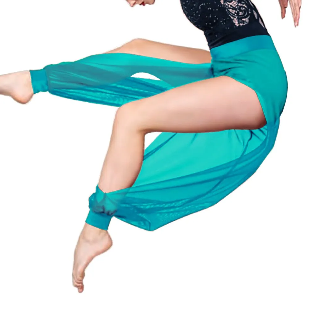 Side Split Dance Sport Pants High Waist Puff Legs