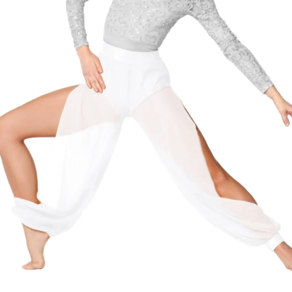 Side Split Dance Sport Pants High Waist Puff Legs