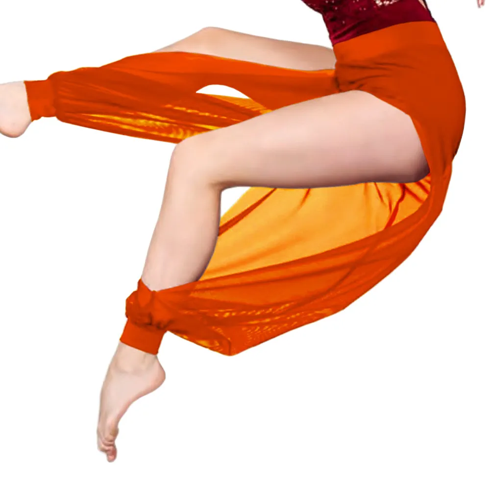 Side Split Dance Sport Pants High Waist Puff Legs