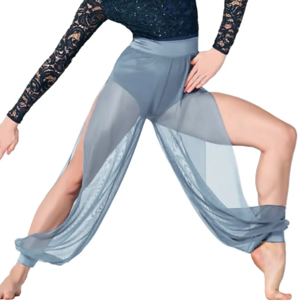 Side Split Dance Sport Pants High Waist Puff Legs